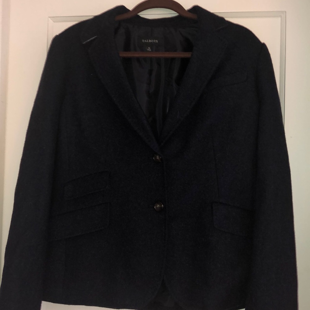 Navy Blue Wool Blend Talbots Blazer
